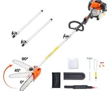 Gas Pole Saw, 43CC 2 Stroke Gas Powered Pole Saws with 25.4 cm Cutting Bar, Cordless Tree Trimmer with Rotatable Head, 2.1 to 3.6 m Extendable, Powerful Chainsaw for Tree Trimming Pruning