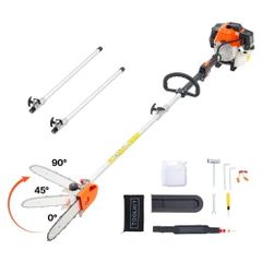 Gas Pole Saw, 43CC 2 Stroke Gas Powered Pole Saws with 25.4 cm Cutting Bar, Cordless Tree Trimmer with Rotatable Head, 2.1 to 3.6 m Extendable, Powerful Chainsaw for Tree Trimming Pruning