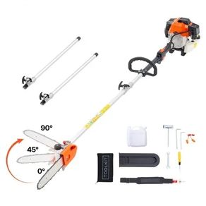 Gas Pole Saw, 43CC 2 Stroke Gas Powered Pole Saws with 25.4 cm Cutting Bar, Cordless Tree Trimmer with Rotatable Head, 2.1 to 3.6 m Extendable, Powerful Chainsaw for Tree Trimming Pruning