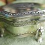 Vintage Lion Jewelry Box Aged Silver Plated "Dieu Et Mon Droit" ( God and My Right) United Kingdom Coat of Arms Ornate Box 4 Lion Head Feet Image 5