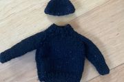 Hand knit black jumper and hat for Action Man figure