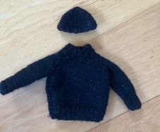 Hand knit black jumper and hat for Action Man figure