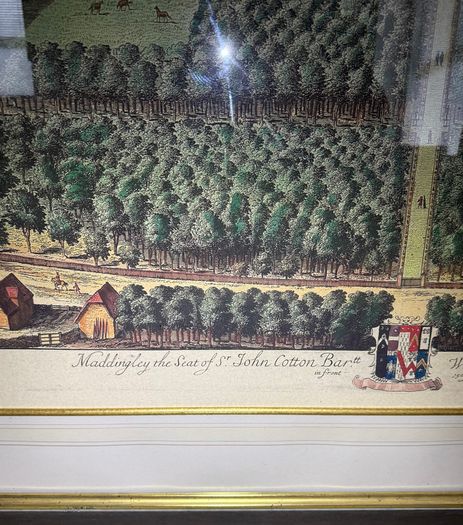 Pair of Very Large Reproduction Prints (4ft 6in x 3ft 9in) - Madingley Hall, Cambridge after Kip & Knyff (1707)