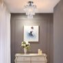 Modern Crystal Chandelier Ceiling Light Fitting Hallway Lights Ceiling Light 3 Tiers Crystal Raindrop Chandelier for Bedroom Living Room Dining Room (Chrome Image 2