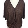 M&s Dark Brown Orange Circle Print Short Dolman Sleeve Rushed Blouse Uk 22 Image 3