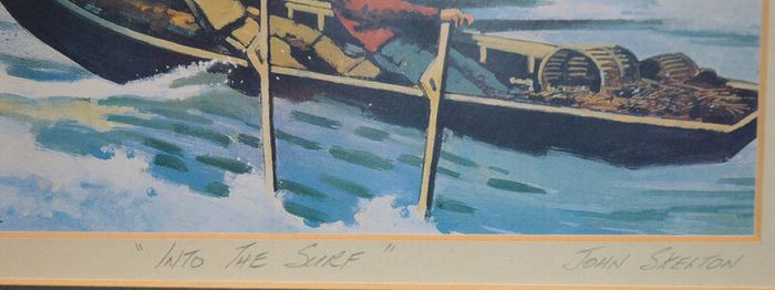 John Skelton Signed Print Into the Surf Framed