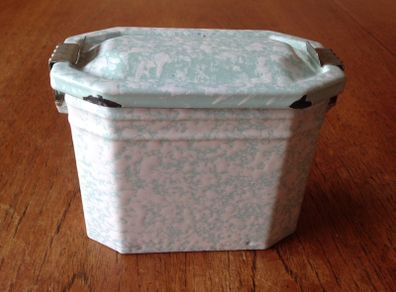 Vintage Enamel Lunch Box with Interior Tray