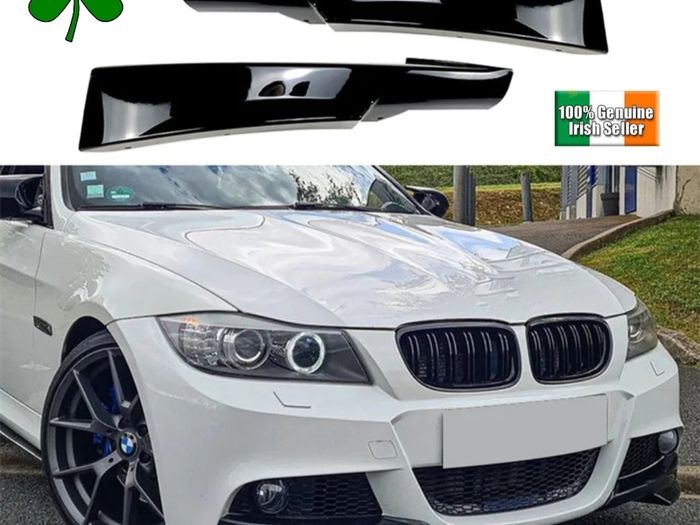 Bmw E90 E91 4dr Facelift Lci 08-11 Gloss Black Front Splitters, Spats , Spoiler Lips