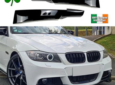 Bmw E90 E91 4dr Facelift Lci 08-11 Gloss Black Front Splitters, Spats , Spoiler Lips