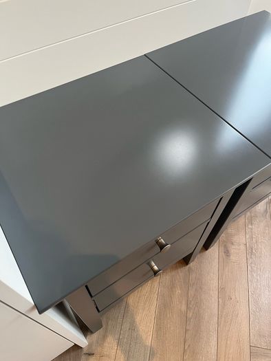 Bedside Locker / Table x2 - Wood - Dark Grey
