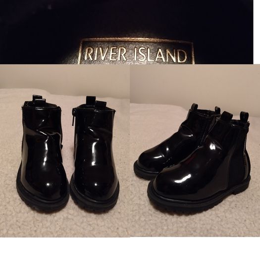 River Island Black Patent Chelsea Boots