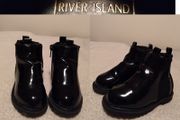 River Island Black Patent Chelsea Boots