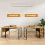 Computer Desk with Drawers Power Outlets 100x50cm Home Office Monitor Stand Gaming Table Reversible Storage Shelf Hook Small PC Workstation for Study Work Write Brown Image 4