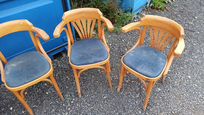 Vintage Thonet style bentwood armchairs  for restoration  7 chairs in total