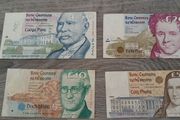 Irish punt notes and coins