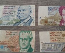Irish punt notes and coins