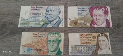 Irish punt notes and coins