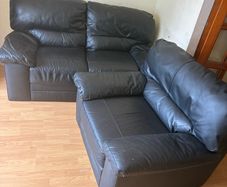 free 2+ 1 black leather couch and armchair