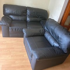 free 2+ 1 black leather couch and armchair