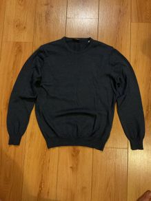 Mens Navy Merino Wool Jumper Size S