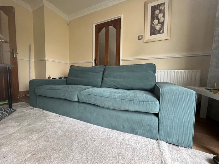 IKEA KIVIK 3 Seater Sofa Blue Teal Corduroy