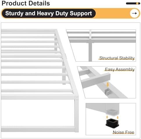 King Size Bed Frame 150x200 cm Metal Platform Bed King, Noise Free
