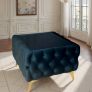 Chesterfield Velvet Square Coffee Table with Glass 63x63x45cm Image 2