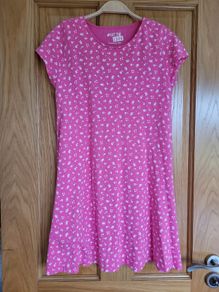 Pink Tent Style Dress with Flower Design - Size S / 164cm / 13-14 years