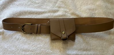 Tan Belt With Pouch/ Bag