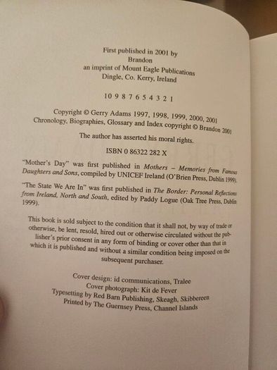 An Irish Journal.  By Gerry Adams. First Edition Paperback In Very Good Condition.  See Photos For Same.