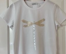 Ladies White Embellished T Shirt by DECK