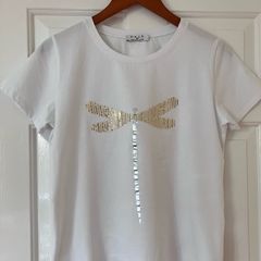 Ladies White Embellished T Shirt by DECK