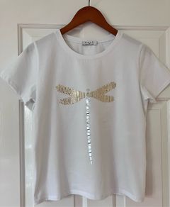 Ladies White Embellished T Shirt by DECK