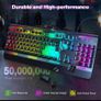 RGB Gaming Keyboard UK Layout, USB Wired Computer Keyboard with 15-Zone RGB Illumination, All-Metal Panel, 25 Anti-ghosting Keys, 105 Keys, IP32 Water & Dust Resistant, 90% Quiet Keyboards Image 5