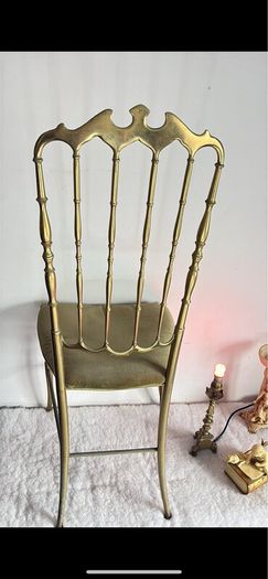 Rare Chiavari Solid Brass Crown Side Chair1950s