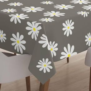 NEW SALE | Printed Tablecloth 145 x 145 cm for Square Dining Table of length upto 110 cm, 100% Cotton, Machine Washable, Durable, Rectangular, for Home, Restaurant, Banquet - Daisy Grey