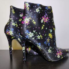 Size 6 - FAITH Satin floral print high heel ankle boots