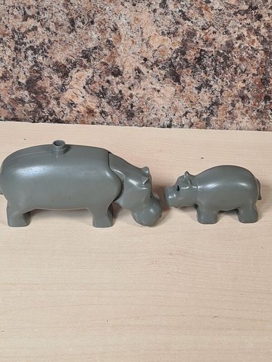 Vintage LEGO DUPLO Hippopotamus adult and baby big small