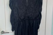 Guess Black Polka Dot Satin Mini Dress | Puff Sleeves | V-Neck |