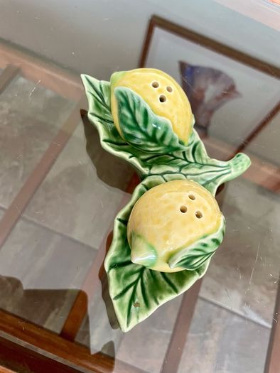 Vintage Collectable Portuguese Lemon Condiment  Shakers Bordallo Pinheiro