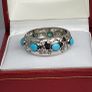 Arizona Sleeping Beauty Turquoise & Natural Zircon Band Ring in Platinum Overlay Sterling Silver. Image 2