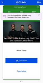 2 Seated Westlife Tickets