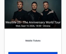 2 Seated Westlife Tickets