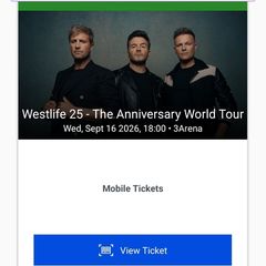 2 Seated Westlife Tickets