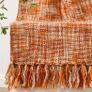 Burnt Orange Throw Bohemian Style Knitted Blanket with Fringe, Couch Cover Nap Throws for Sofa 127x152cm Image 4