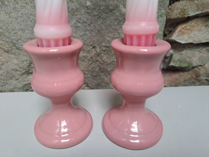 Pink colonial candle holders