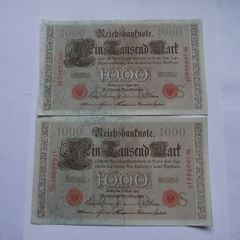 Germany. Reichsbanknote. 2@1000 Mark (21.04.1910) Nice Condition!