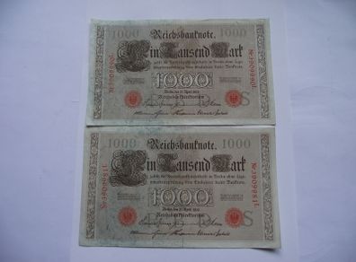 Germany. Reichsbanknote. 2@1000 Mark (21.04.1910) Nice Condition!
