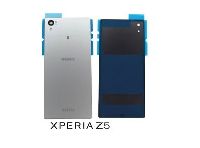 For Sony Xperia Z5 - Battery Back Cover Rear Glass Panel Silver WITH ADHESIVE - FHT12SXBK