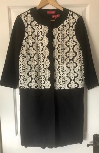 Dress black cream linen Dehry